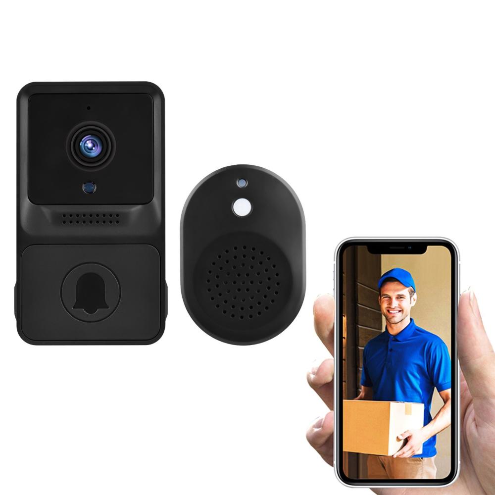 1080P High Resolution Visual Smart Security Doorbell Camera Wireless Video Doorbell with IR Night Vision 2-Way Audio Real-Time Monitoring  |  Smart Home System Smart Device Black