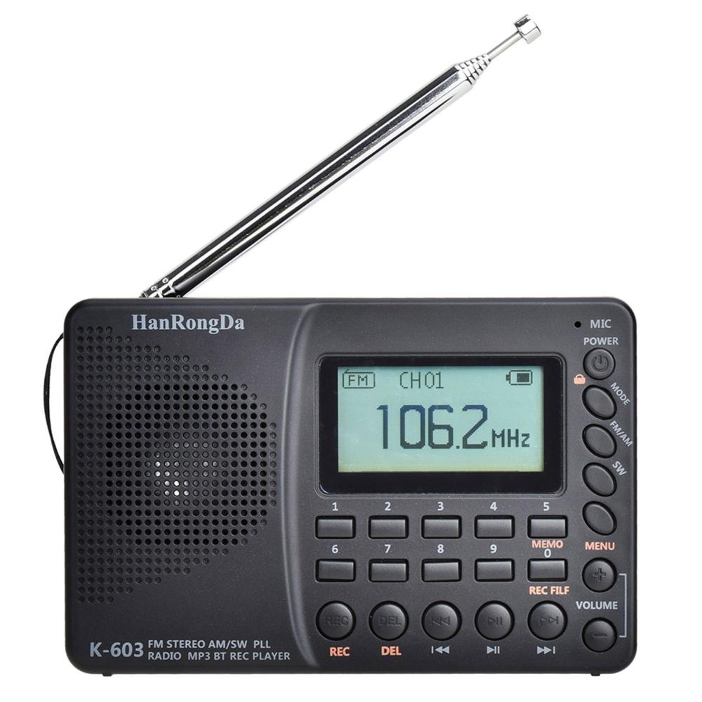 HRD-603 Portable Radio AM/FM/SW/BT/TF Pocket Radio USB MP3 Digital Recorder Support TF Card Bluetooth  |  Others Other Consumer Electronics Black