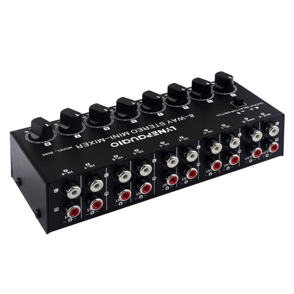 LYNEPAUAIO B066 Mini Stereo 8 Channel Passive Mixer RCA Portable Audio Mixer  |  Others Other Consumer Electronics Black