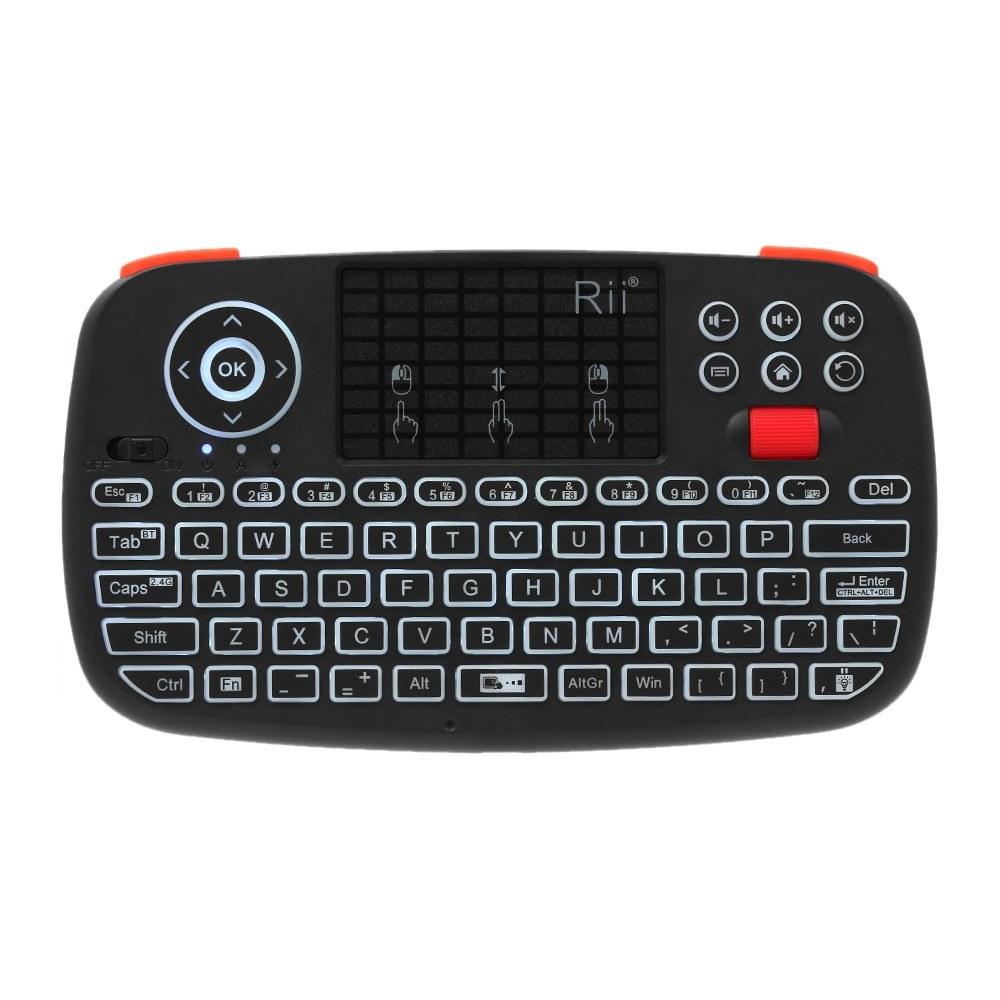Rii i4 Mini Wireless Keyboard Bluetooth & 2.4GHz Dual Modes Handheld Fingerboard Backlit Mouse Touchpad Remote Control Compatible with Windows / Android  |  Android TV Dongle & Accessories Android TV Dongle & Accessories Android TV Dongle & Accessories
