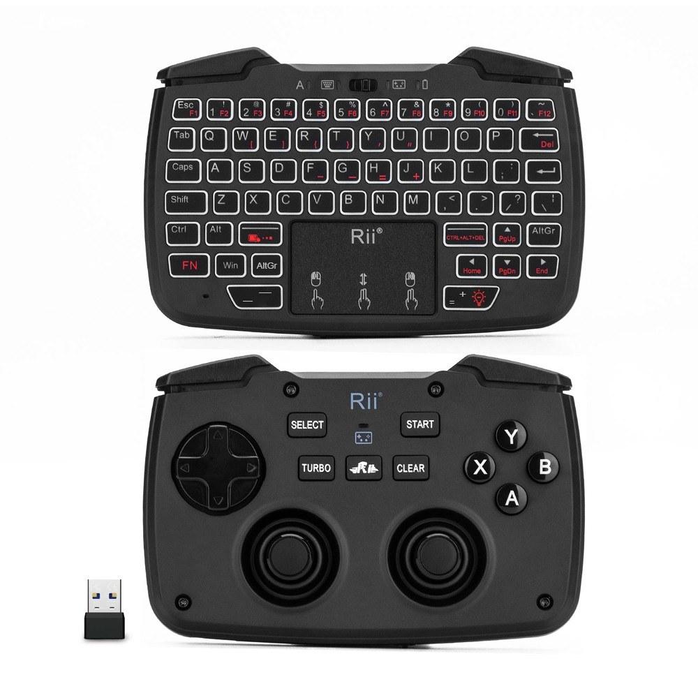 Rii RK707 2.4GHz Wireless Game Controller Keyboard Mouse Combo with Touchpad White Backlit Turbo Vibration Function  |  Android TV Dongle & Accessories Android TV Dongle & Accessories Android TV Dongle & Accessories