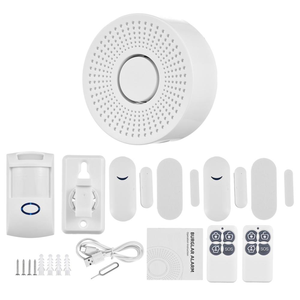 WiFi Home Security System Tuya APP Contol Type-C Power Supply Wireless Receiver Remote Control Kit Door and Window Detector Alarm Infrared Detector for House Apartment Alarm System  |  Alarm Systems Alarm Systems Alarm Systems